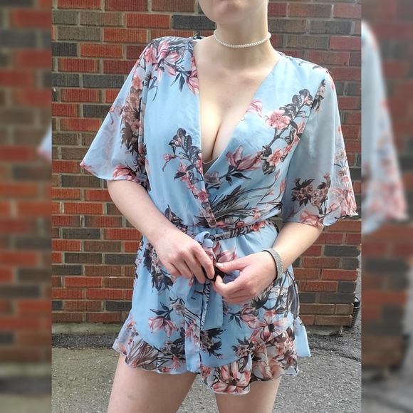 Floral Wrap Romper - Picture 1 of 2